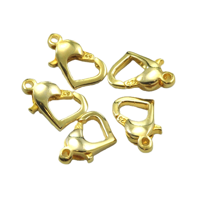 Gold Vermeil Sterling Silver Heart Lobster Trigger Clasp Jewellery Findings Fastener 11mm