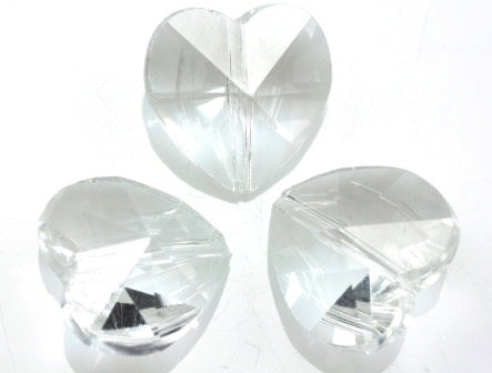 Heart Beads Faceted Cut Glass Crystal Middle-drilled Jewelelry Carft 12Pcs  14mm