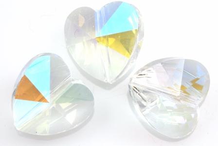 Heart Beads Faceted Cut Glass Crystal Middle-drilled Jewelelry Carft 12Pcs  14mm