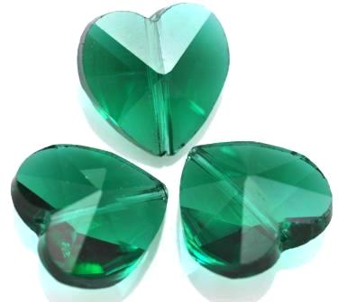 Heart Beads Faceted Cut Glass Crystal Middle-drilled Jewelelry Carft 12Pcs  14mm