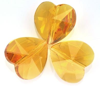 Heart Beads Faceted Cut Glass Crystal Middle-drilled Jewelelry Carft 12Pcs  14mm