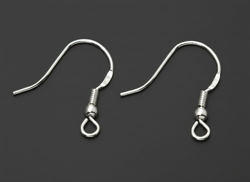 925 Sterling silver Earring Hooks - Silver Ear Wires - Jewelry Supply Findings - Ball Coil Shepherd Fish Hook Nickel Free