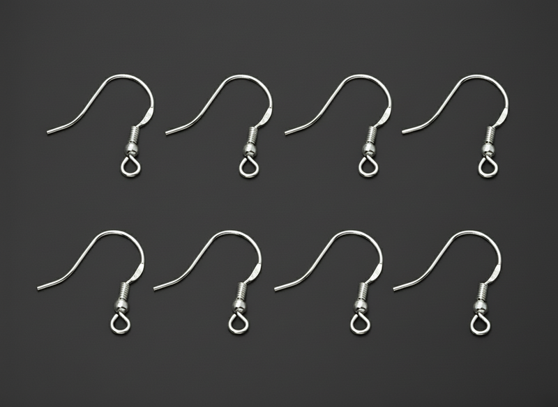925 Sterling silver Earring Hooks - Silver Ear Wires - Jewelry Supply Findings - Ball Coil Shepherd Fish Hook Nickel Free