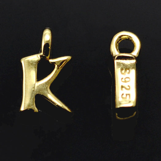 Gold Vermeil Tiny letters in Sterling Silver 925 ,  alphabet charms . Genuine Solid 925 Initials