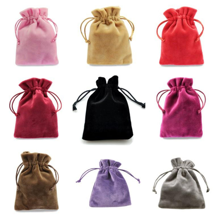 Velvet Jewellery Pouches 8cm x 10cm , Small Drawstring Gift Bags Thick Soft High Quality