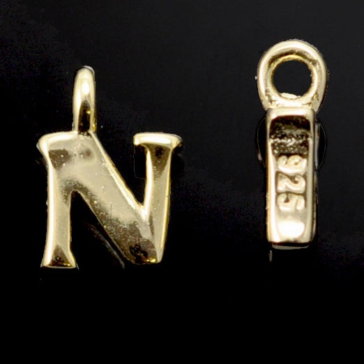 Gold Vermeil Tiny letters in Sterling Silver 925 ,  alphabet charms . Genuine Solid 925 Initials