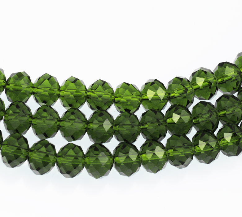 6mm Green  and Brown Faceted Rondelle Crystal Cut Glass Beads  Spacer for Jewellery Making -