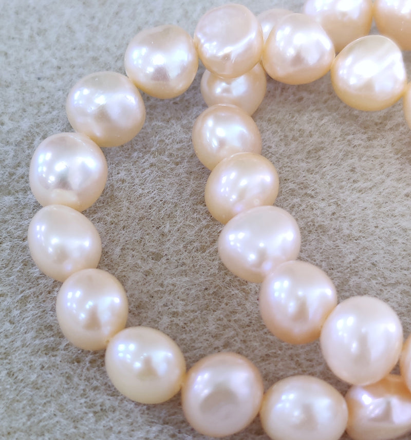 Peach Champagne pink Baroque Nugget Freshwater Pearls Beads AA 8 - 9 mm