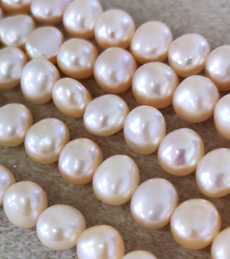 Peach Champagne pink Baroque Nugget Freshwater Pearls Beads AA 8 - 9 mm
