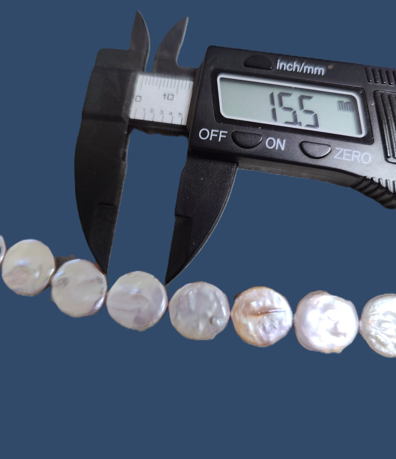 Pink Coin Freshwater Pearls for Jewelery Making Large Flat Round Loose Pearl Beads 15mm