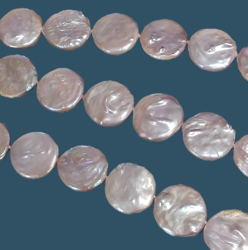 Pink Coin Freshwater Pearls for Jewelery Making Large Flat Round Loose Pearl Beads 15mm