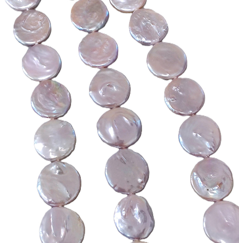 Pink Coin Freshwater Pearls for Jewelery Making Large Flat Round Loose Pearl Beads 15mm