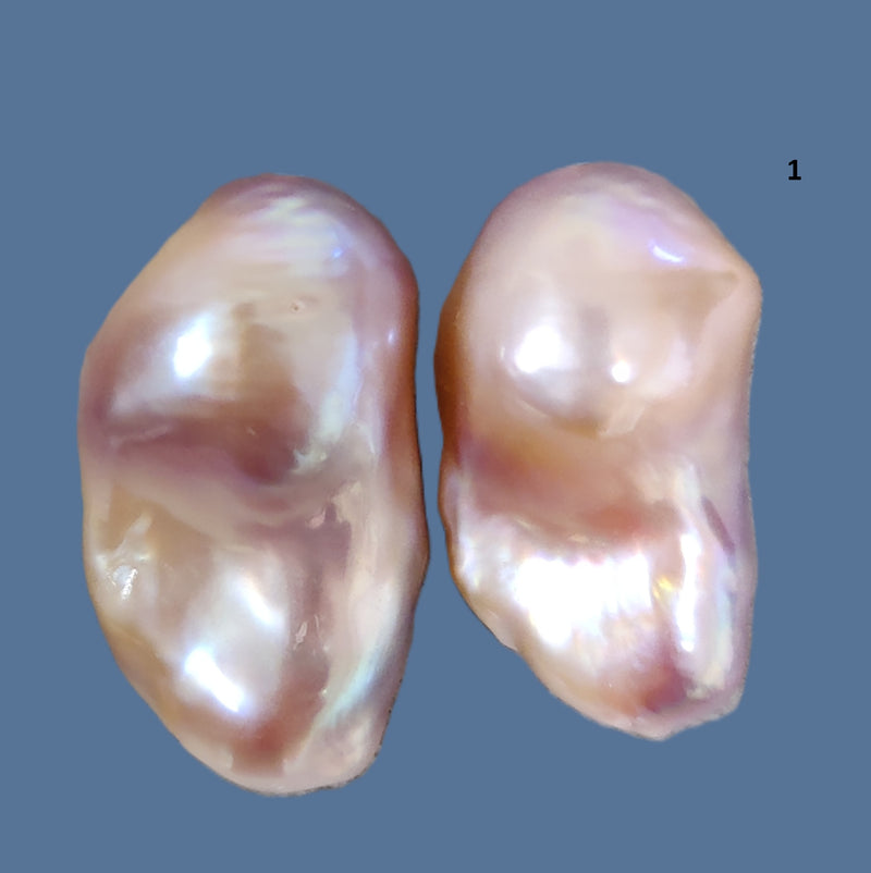 1 Pair Lavender Dusty Pink Baroque Fireball Freshwater Pearls drilled through for Making Earrings