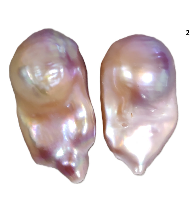 1 Pair Lavender Dusty Pink Baroque Fireball Freshwater Pearls drilled through for Making Earrings