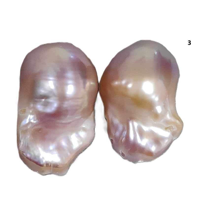 1 Pair Lavender Dusty Pink Baroque Fireball Freshwater Pearls drilled through for Making Earrings