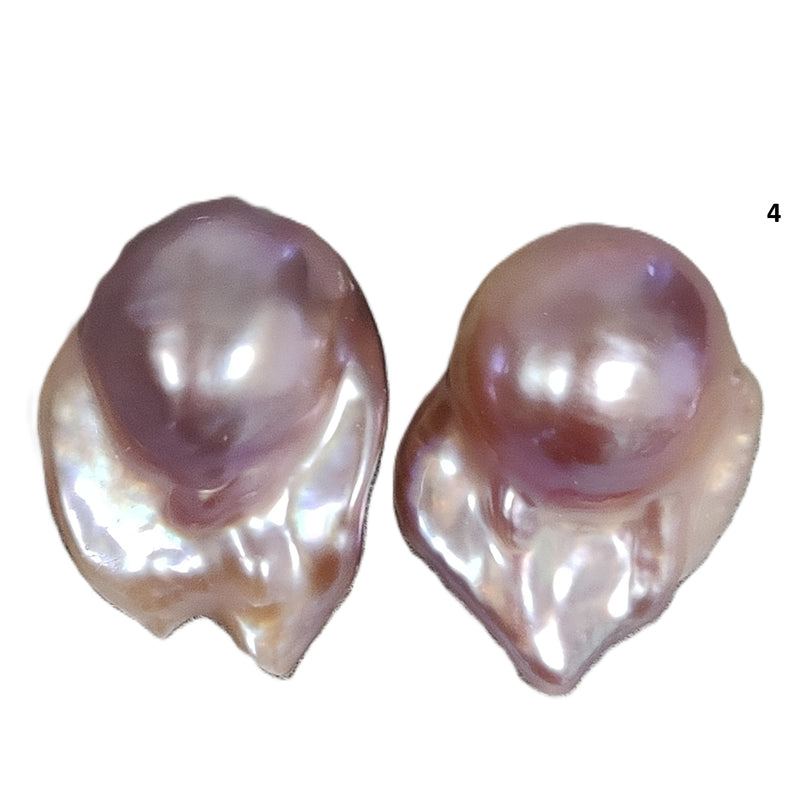 1 Pair Lavender Dusty Pink Baroque Fireball Freshwater Pearls drilled through for Making Earrings