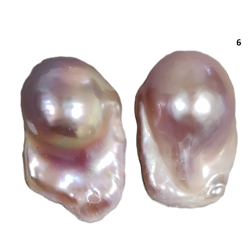 1 Pair Lavender Dusty Pink Baroque Fireball Freshwater Pearls drilled through for Making Earrings