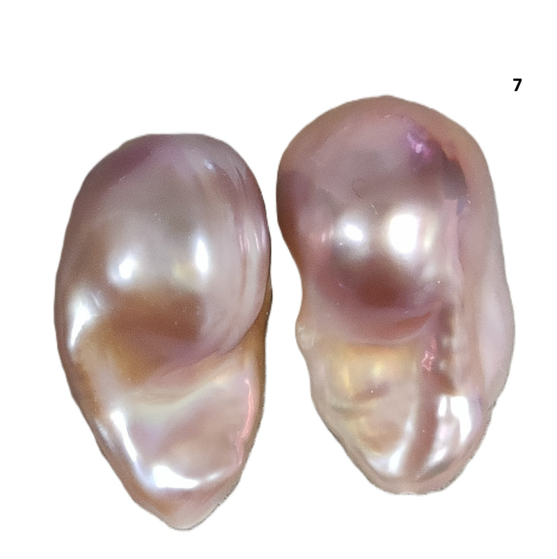 1 Pair Lavender Dusty Pink Baroque Fireball Freshwater Pearls drilled through for Making Earrings