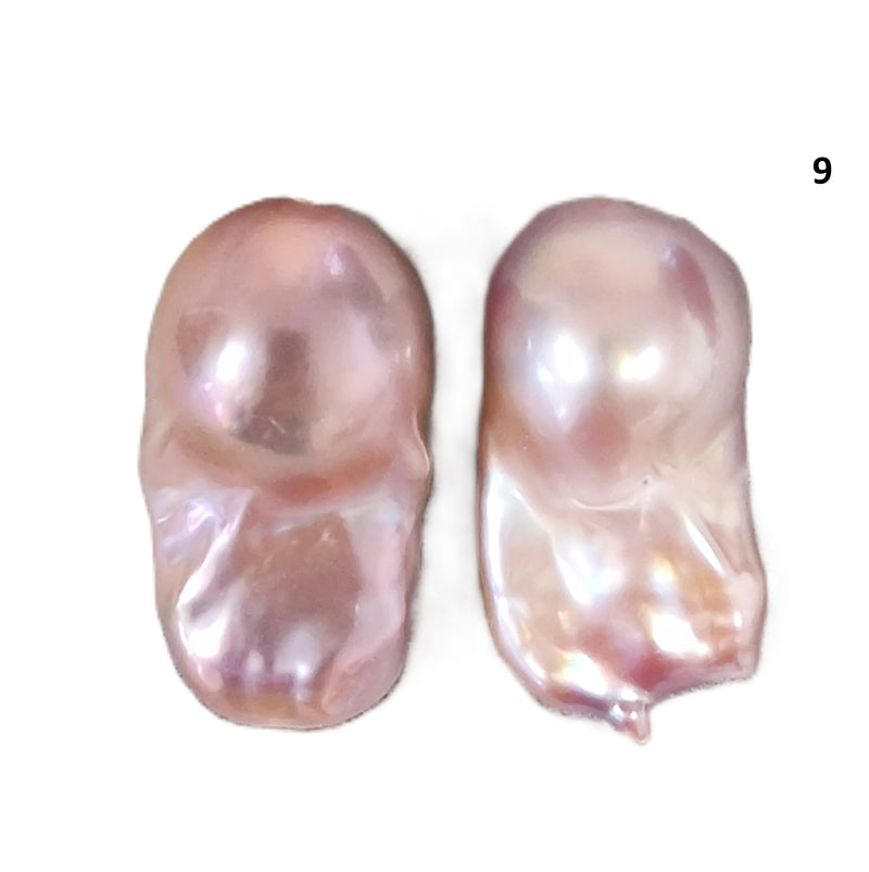 1 Pair Lavender Dusty Pink Baroque Fireball Freshwater Pearls drilled through for Making Earrings