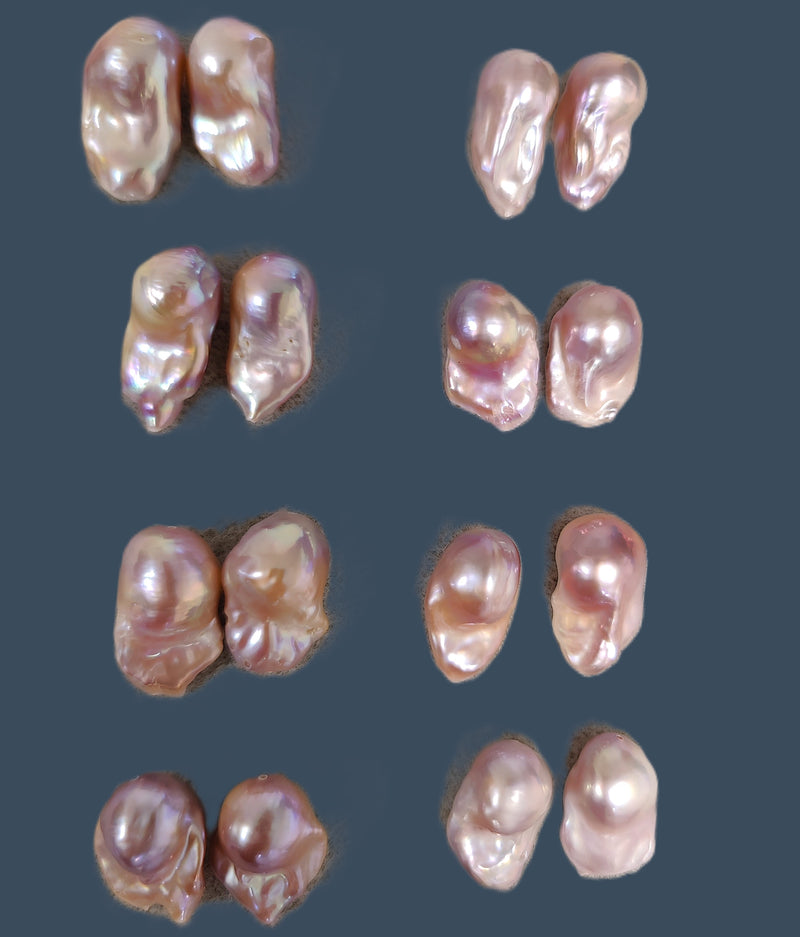 1 Pair Lavender Dusty Pink Baroque Fireball Freshwater Pearls drilled through for Making Earrings