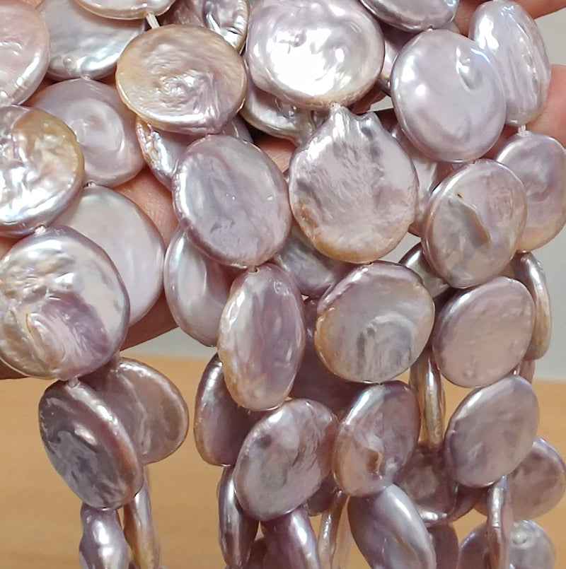 Pink Coin Freshwater Pearls for Jewelery Making Large Flat Round Loose Pearl Beads 15mm
