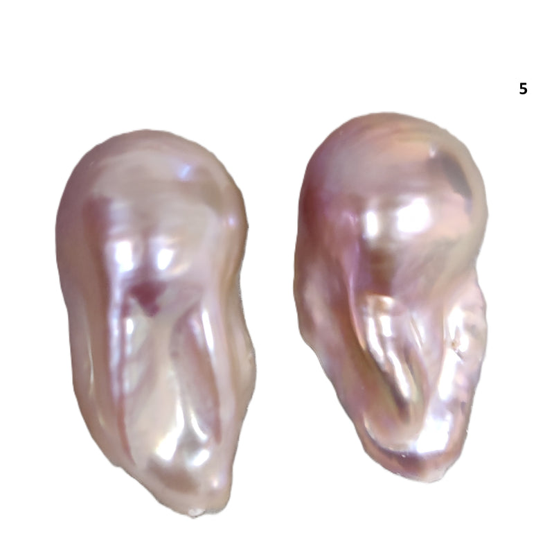 1 Pair Lavender Dusty Pink Baroque Fireball Freshwater Pearls drilled through for Making Earrings