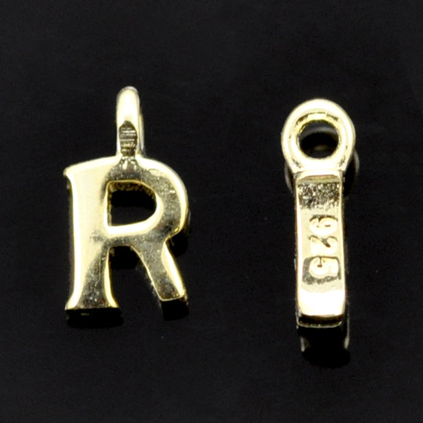 Gold Vermeil Tiny letters in Sterling Silver 925 ,  alphabet charms . Genuine Solid 925 Initials