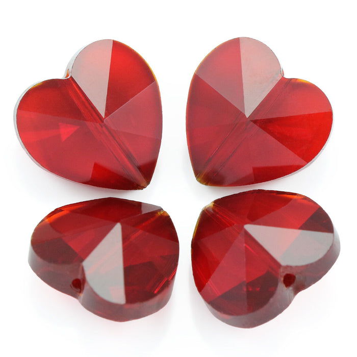 Heart Beads Faceted Cut Glass Crystal Middle-drilled Jewelelry Carft 12Pcs  14mm