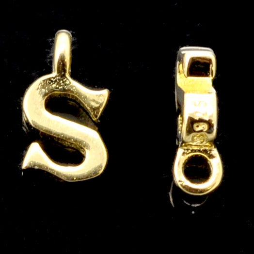 Gold Vermeil Tiny letters in Sterling Silver 925 ,  alphabet charms . Genuine Solid 925 Initials