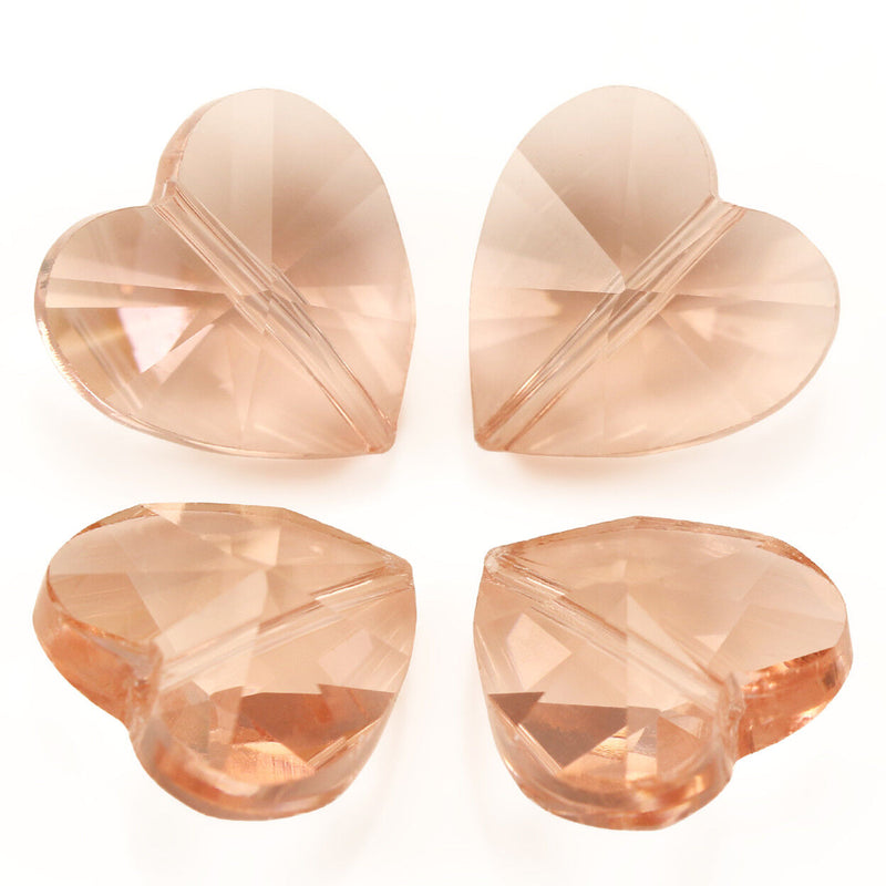 Heart Beads Faceted Cut Glass Crystal Middle-drilled Jewelelry Carft 12Pcs  14mm