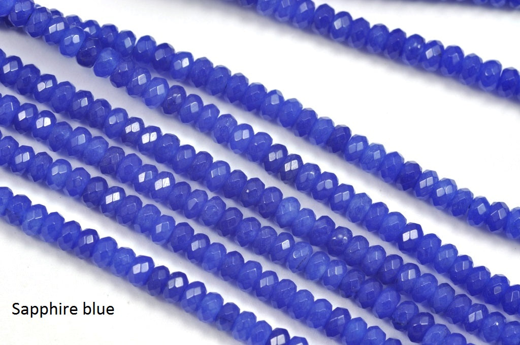 Blues, greens,  black and white 4 mm faceted rondelle agate semi-precious gemstone beads for Jewellery making .