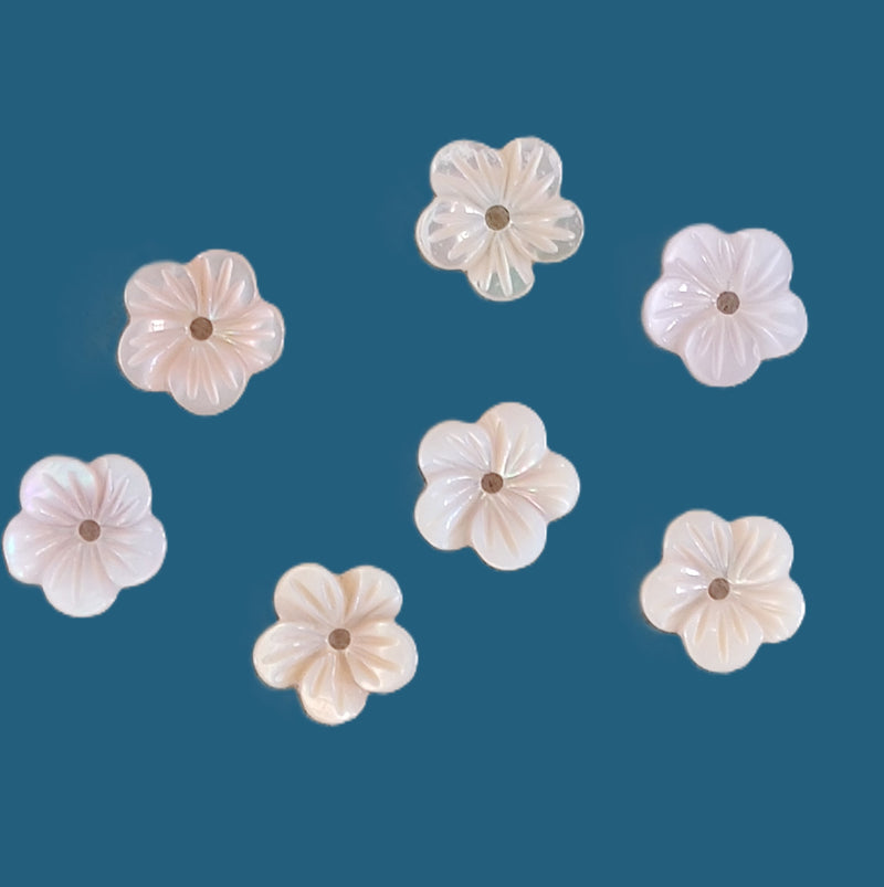Peach Pink Mother of Pearl Beads, Shell Carved Flower Beads for DIY Craft
