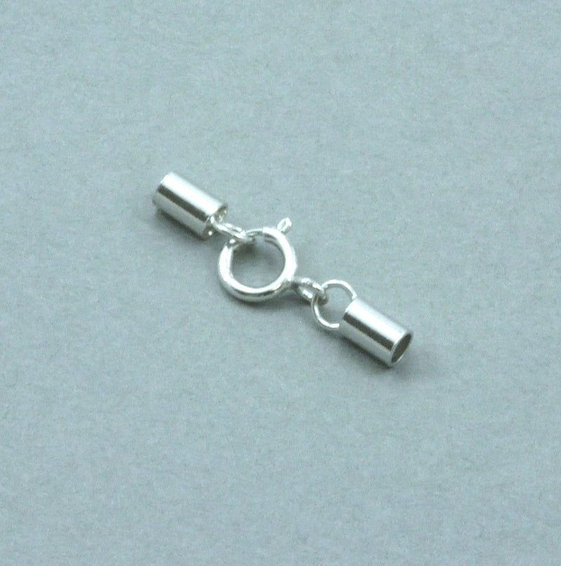 925 Sterling Silver Cord End Caps with Spring Ring Clasp