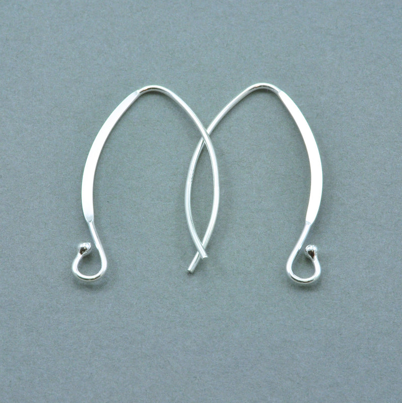 Solid 925 Sterling Silver Marquise French Earring Wires Hooks V-Shaped Jewellery Findings