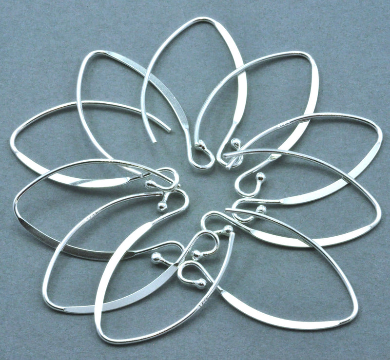 Solid 925 Sterling Silver Marquise French Earring Wires Hooks V-Shaped Jewellery Findings