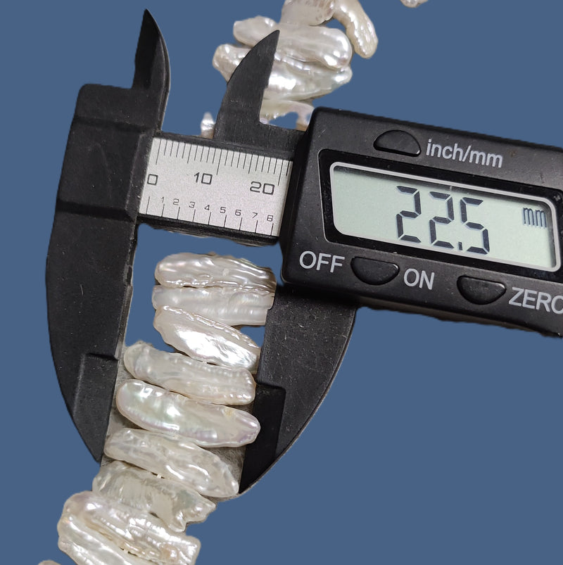 Ivory White Middle-drilled Biwa Stick Genuine Freshwater Pearls for Jewellery Making