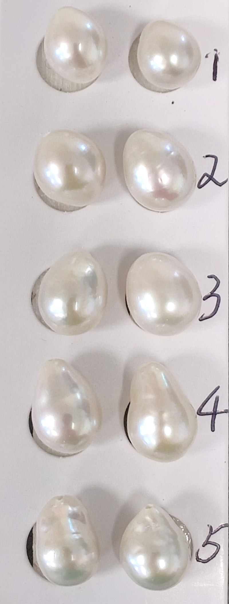 White Teardrop Half-drilled Freshwater Pearls for Making Earrings AA - 1 Pair Large
