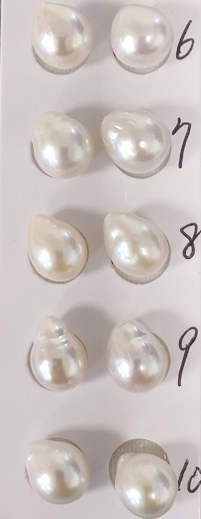 White Teardrop Half-drilled Freshwater Pearls for Making Earrings AA - 1 Pair Large
