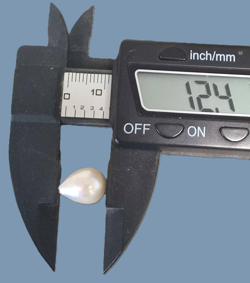 White Teardrop Half-drilled Freshwater Pearls for Making Earrings AA - 1 Pair Large