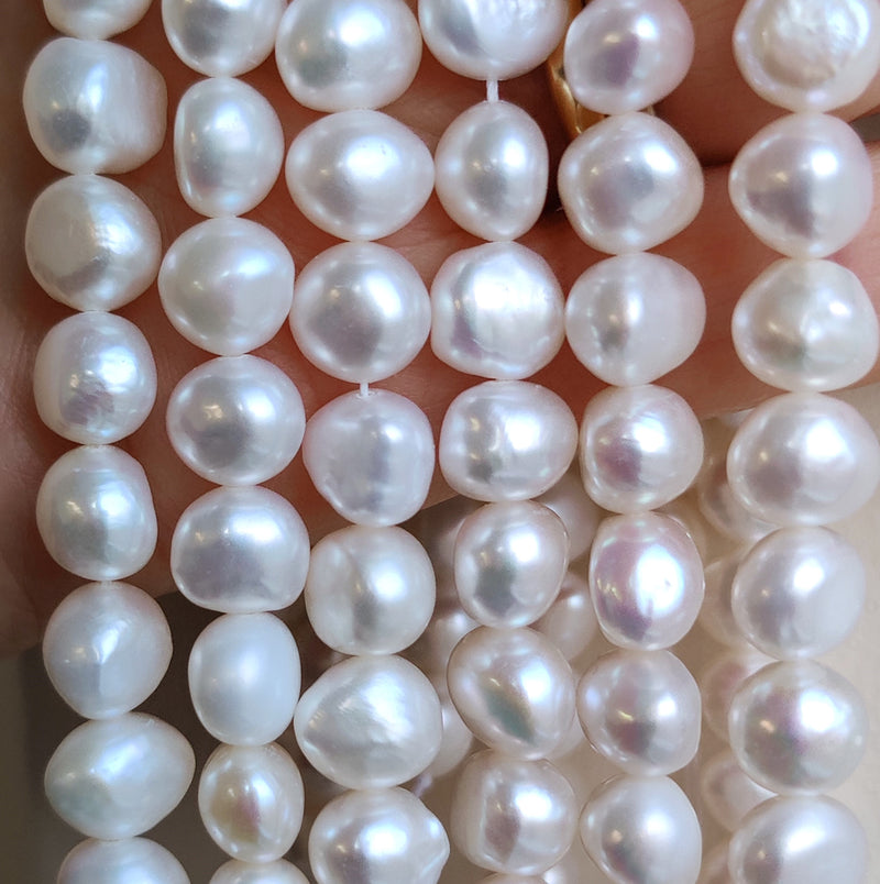White Ivory White Baroque Freshwater Pearls 8-9 mm for Jewellery Making AA