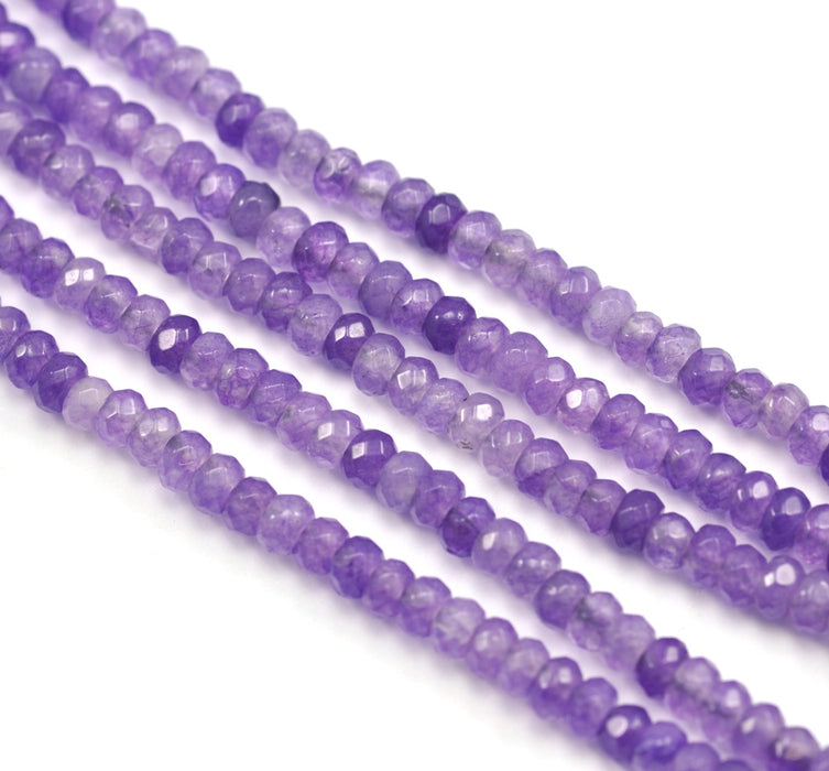 4 mm faceted rondelle agate semi-precious gemstone beads for Jewellery making , in a choice of Pinks , purples , reds and orange