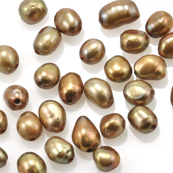 20 Pcs 2 mm Large Hole Bronze or Grey Baroque Nugget Freshwater Pearls Jewellery Making