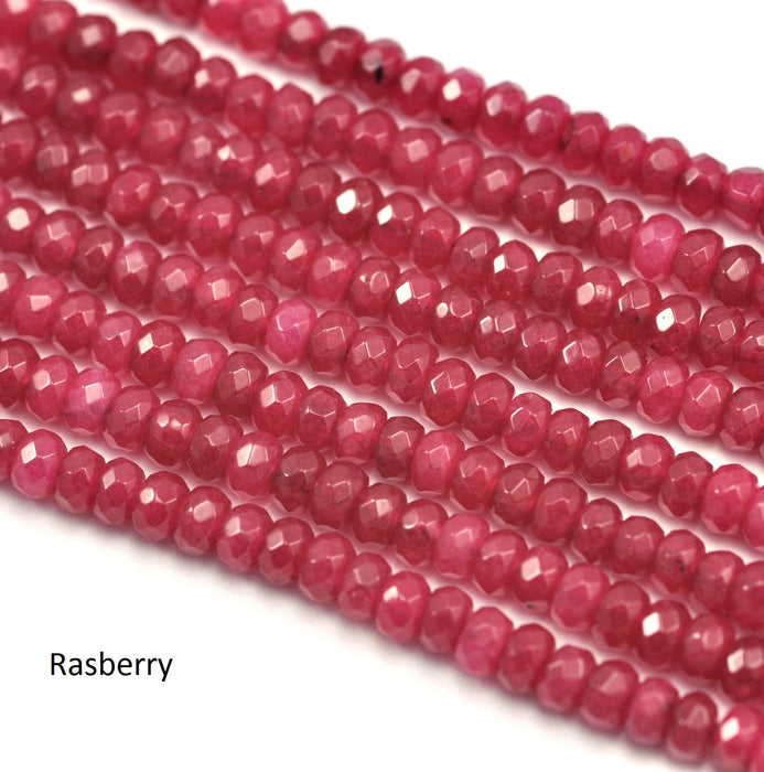 4 mm faceted rondelle agate semi-precious gemstone beads for Jewellery making , in a choice of Pinks , purples , reds and orange