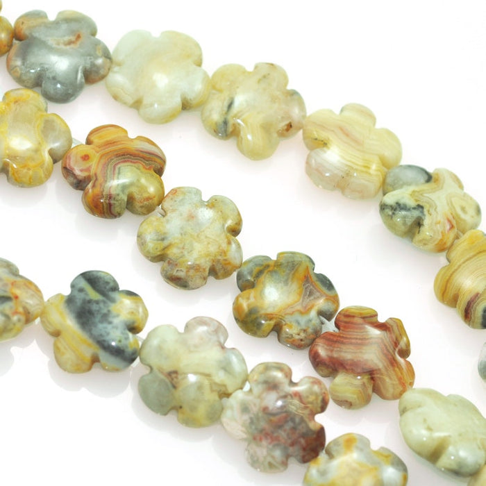 26 pcs Flower Semi Precious Gemstone Beads for Jewellery Making Size 16 mm