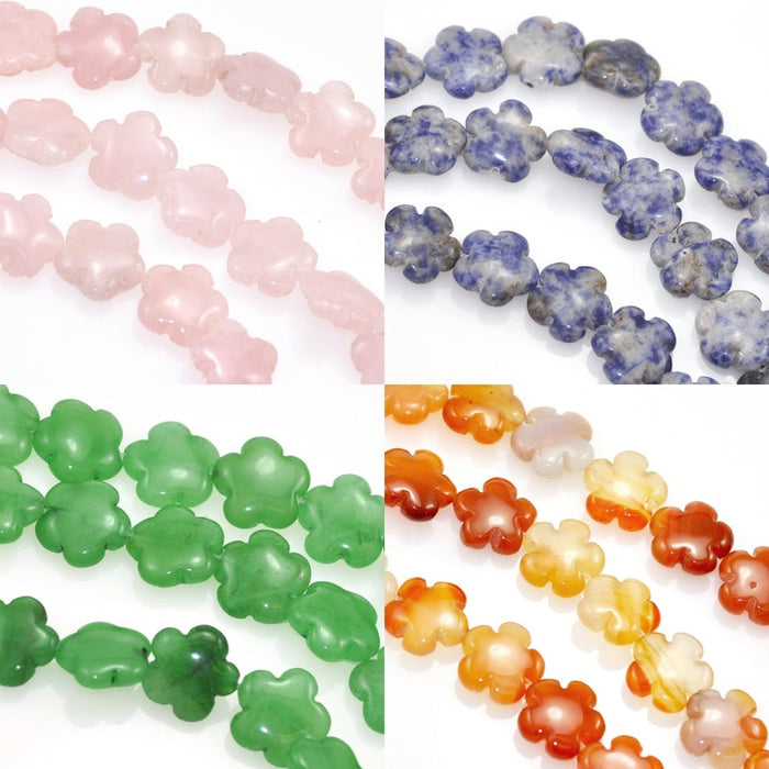 26 pcs Flower Semi Precious Gemstone Beads for Jewellery Making Size 16 mm