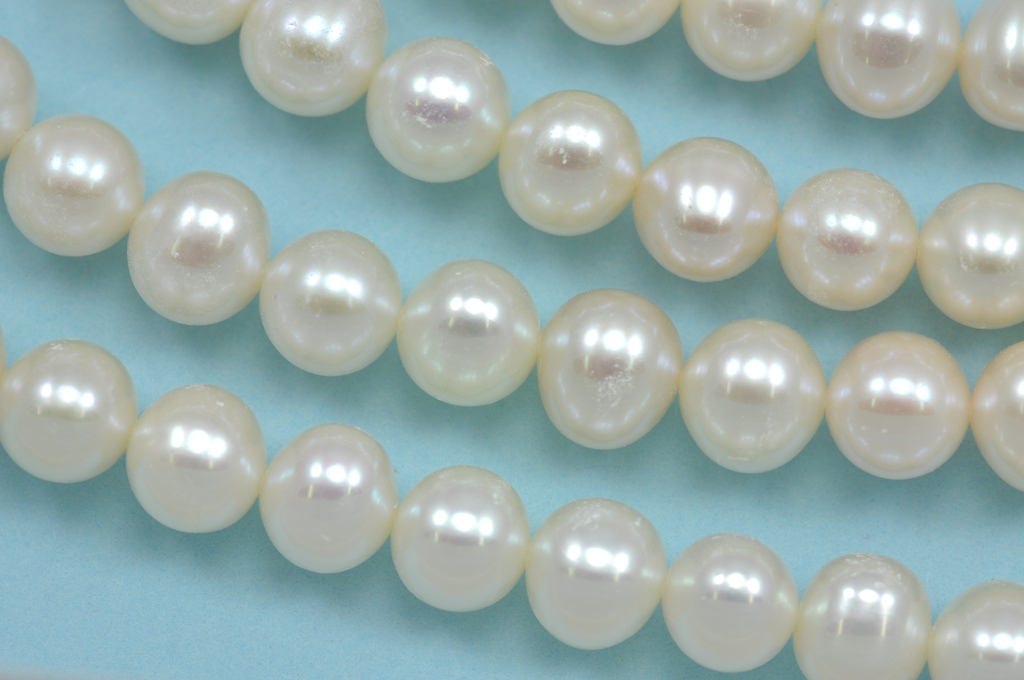 8-9mm Ivory White Roundish Potato Oval Freshwater Pearls Beads A