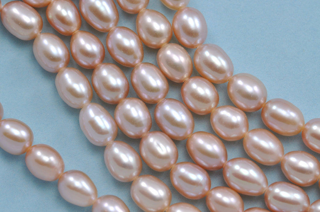 5-6mm Natural Pale Dusty Flush Pink Rice Oval Freshwater Pearls Beads for Jewellery Making AA