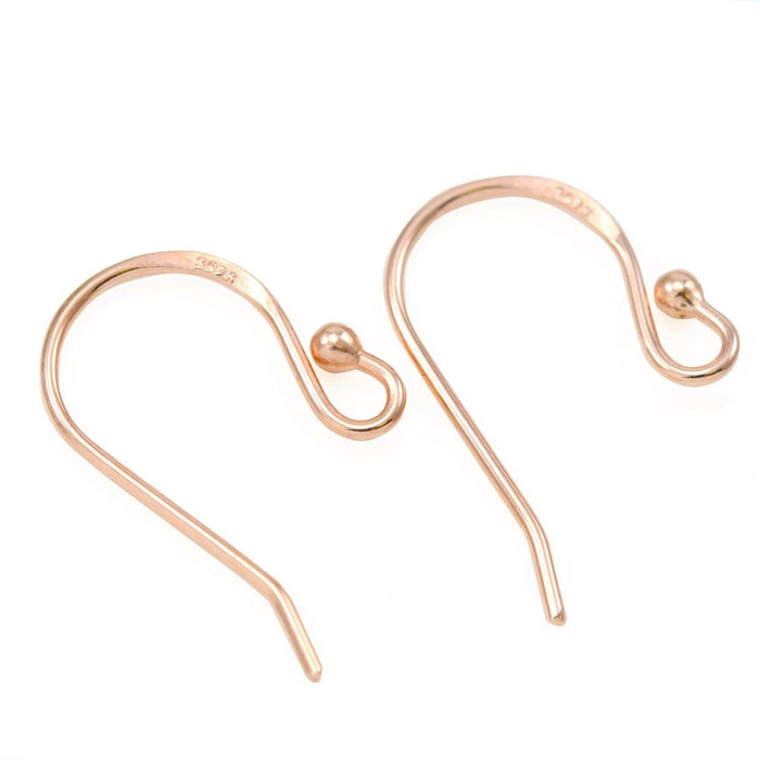 Earring Hooks ,  Rose Gold Vermeil Genuine Solid Sterling Silver 925 , Jewellery Findings