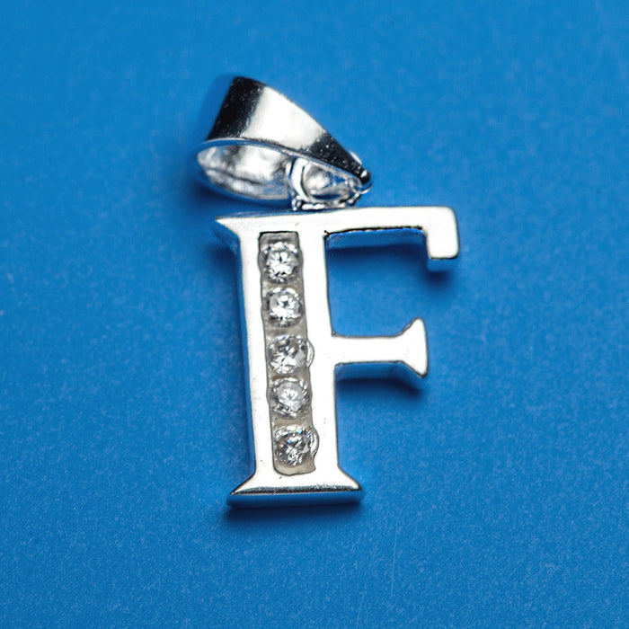 Alphabet letters genuine 925 Sterling Silver with CZ Crystal for use as a charm or pendant