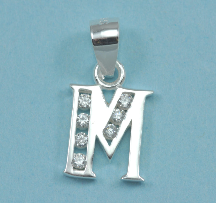 Alphabet letters genuine 925 Sterling Silver with CZ Crystal for use as a charm or pendant